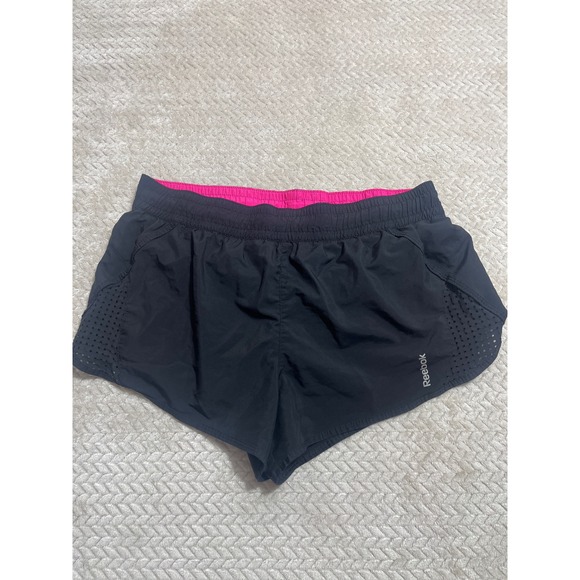 Reebok Pants - Reebok PlayDry Running Shorts Womens XL Black Pink Perforated Athletic Gym